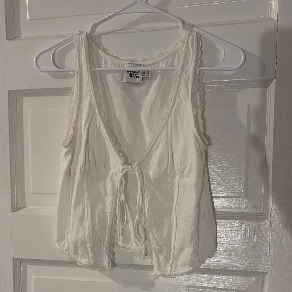 Princess Polly white open tie tank top